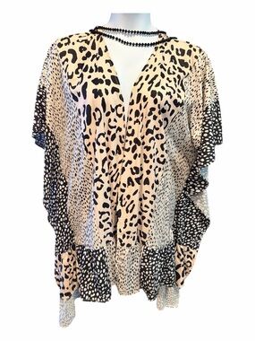 Soft Pink and Black Animal Print Women’s kimono style jacket
